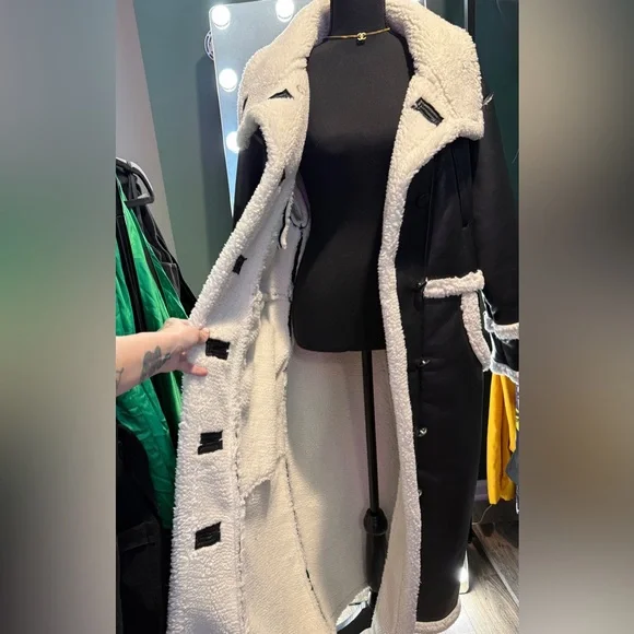 Longline Faux Leather Bonded
Aviator Coat - Picture 7 of 10